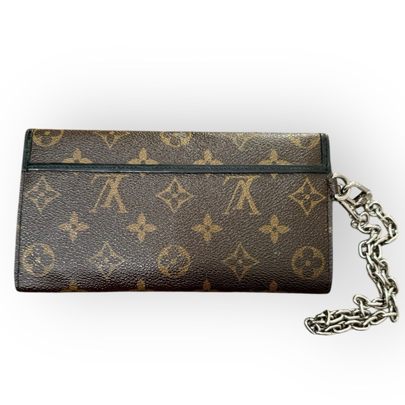 LOUIS VUITTON Monogram Macassar Portefeuille Brown w/Auth Chain - Picture 3 of 16